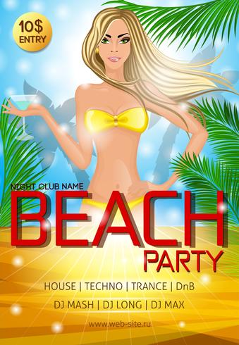 Night club beach party poster vector