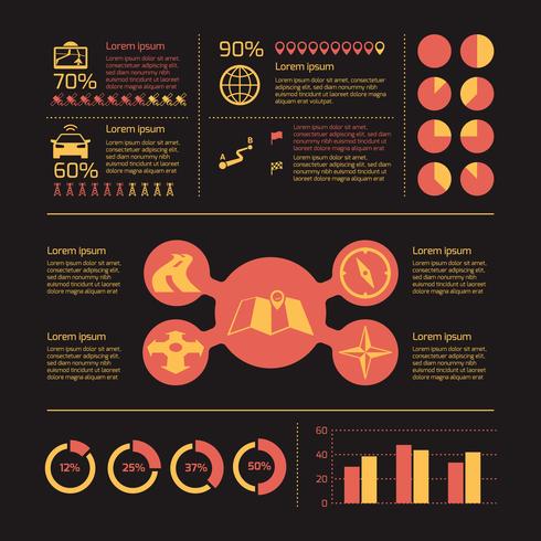 Iconos de infografía de navegación vector