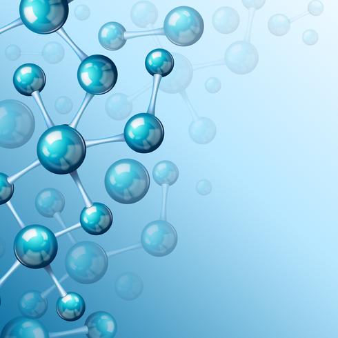 Blue molecule 3d background vector