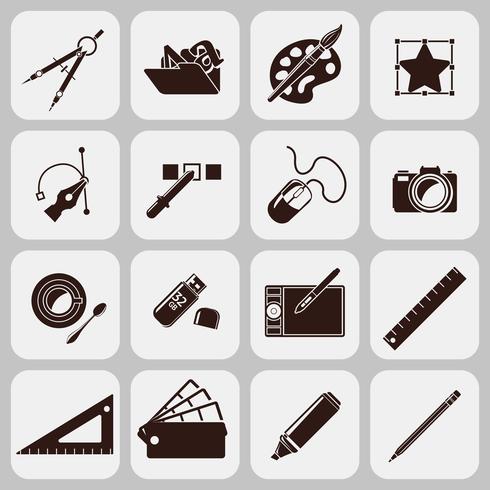 Designer Tools Black Icons vector