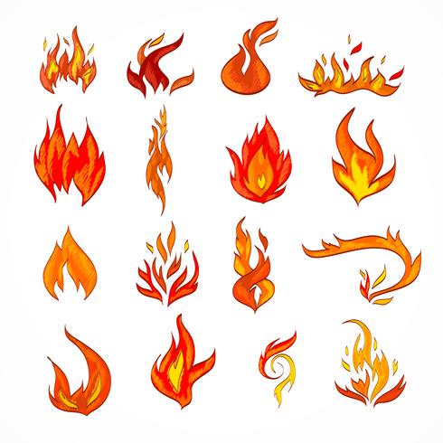 Bosquejo del icono de fuego vector