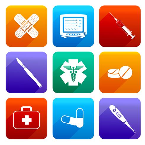 Flat medical icons vector
