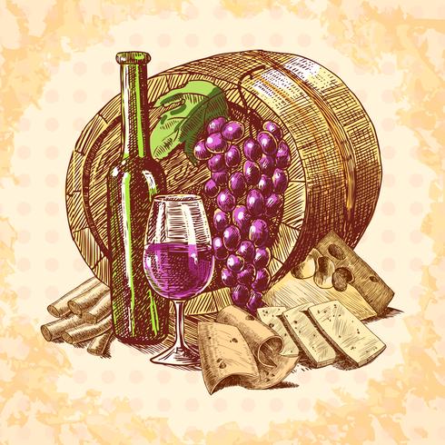 Wine cheese emblem vector