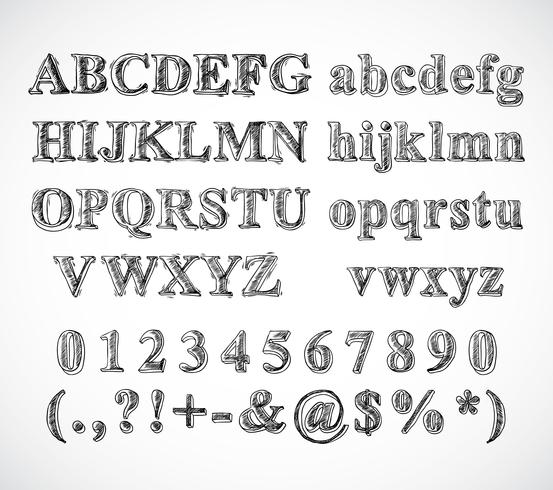 Sketch alphabet font vector