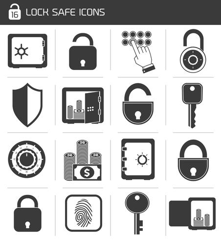 Lock Safe Icon Set vector