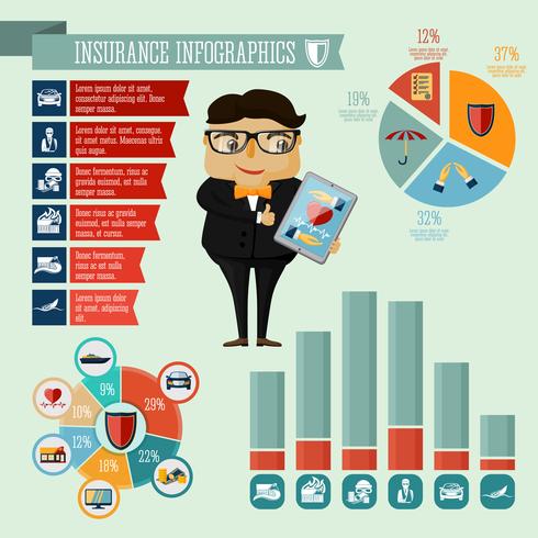 Insurance company agent infographics design vector