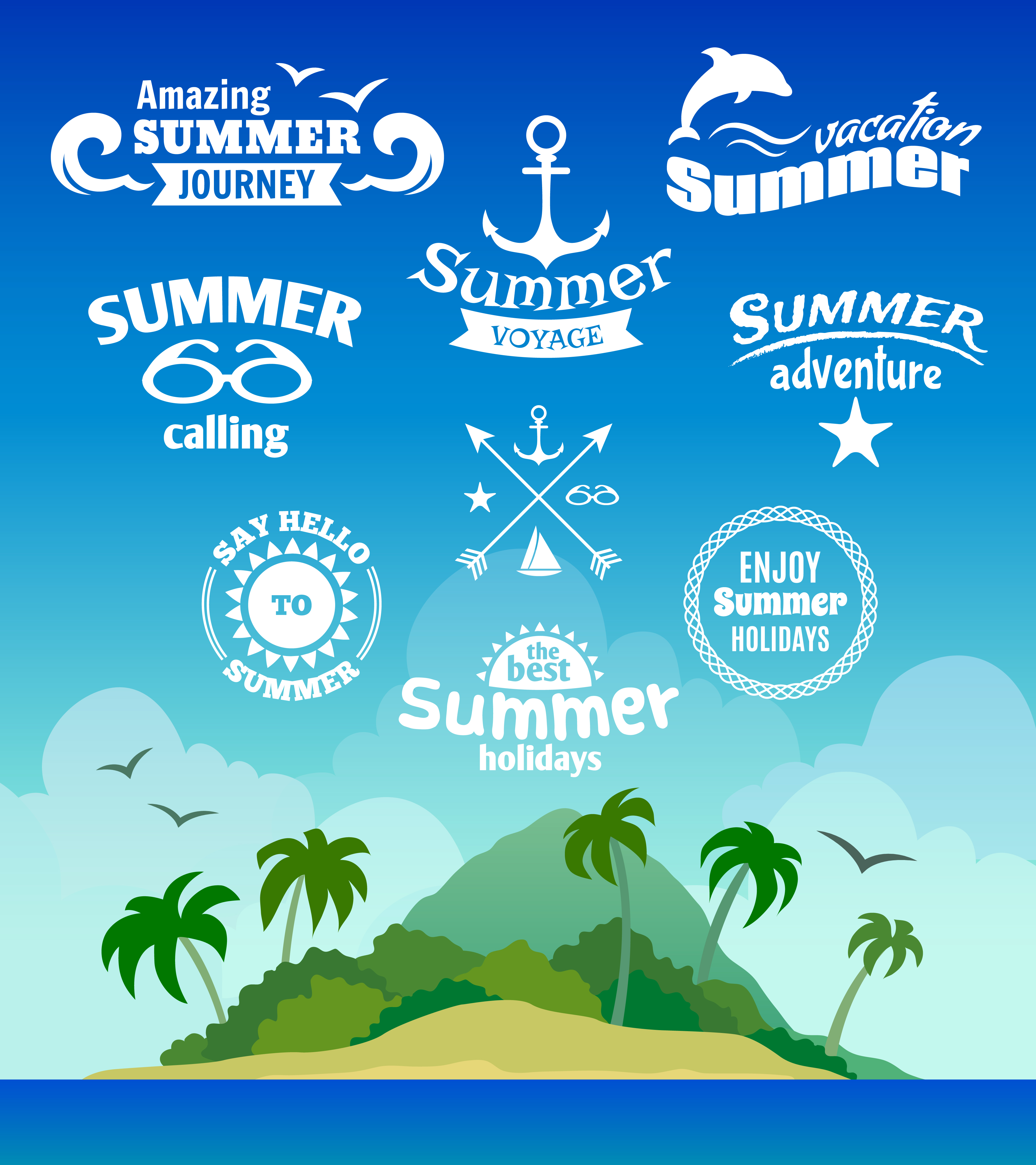 Go summer element. Вояж в лето. tropic vintage travel label. summer season element.