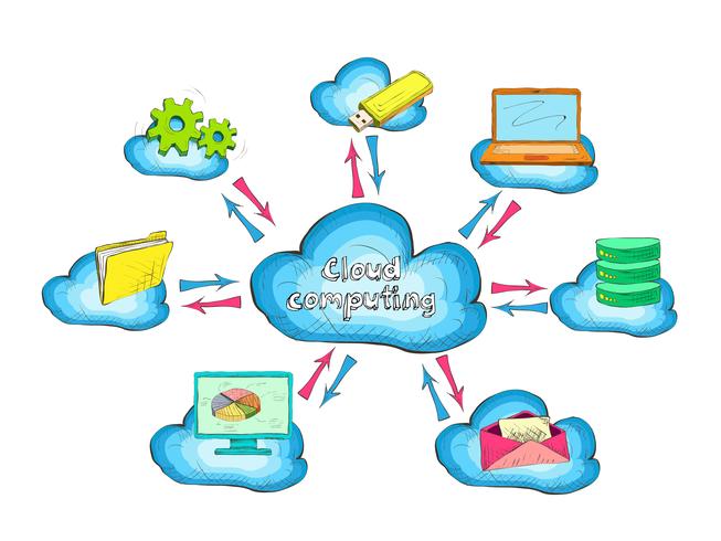 Concepto de servicio de tecnología de red en la nube vector