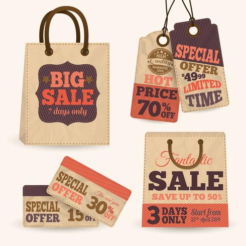 Collection of paper sale price tags vector