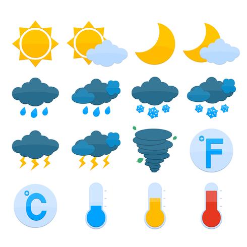 Conjunto de iconos de pronóstico del tiempo vector