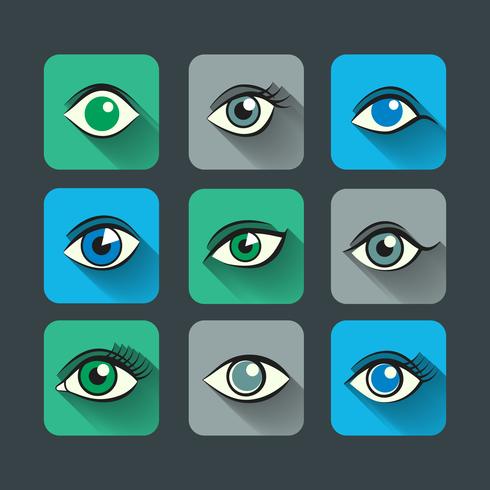 Conjunto plana de iconos de ojos vector