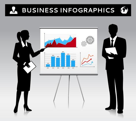 Flipchart presentation template with business people vector