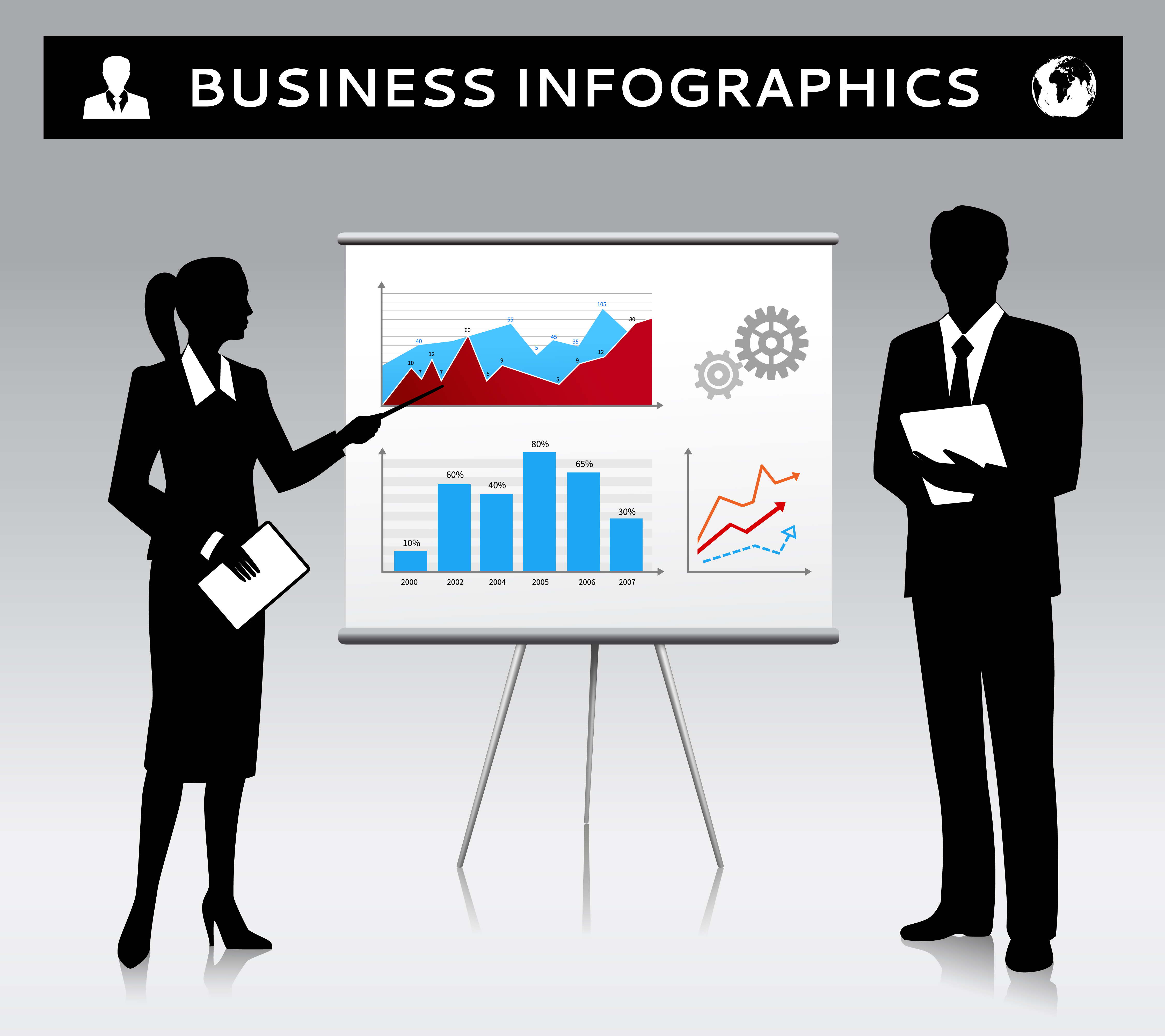 Flipchart presentation template with business people 460324 Vector Art