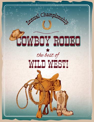 Póster de rodeo coloreado. vector