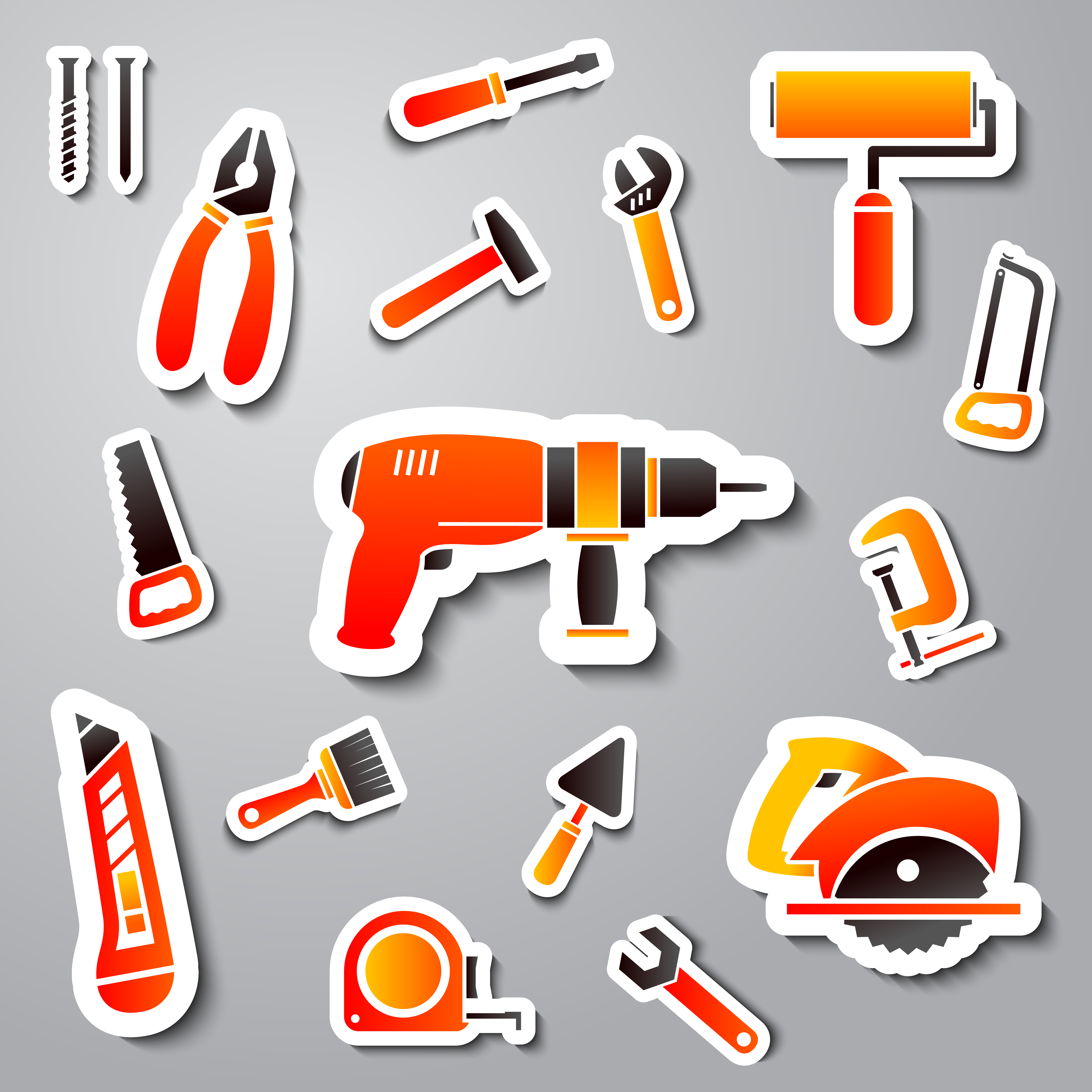 Collection of tool stickers 460354 Vector Art at Vecteezy
