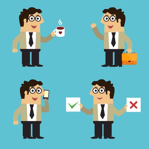 Business life employee poses vector
