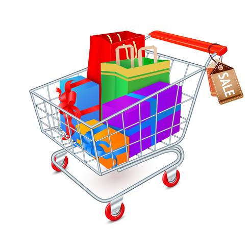 Shopping cart full emblem vector