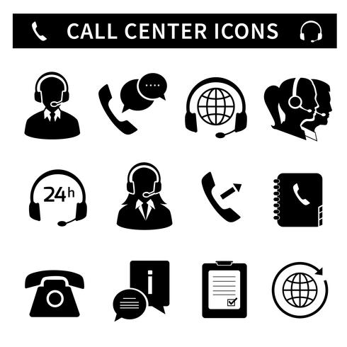 Conjunto de iconos de servicio de call center vector