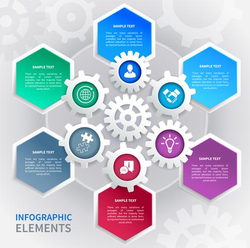 Infografía de papel de engranajes. vector