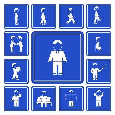 Business man activities icons set vector