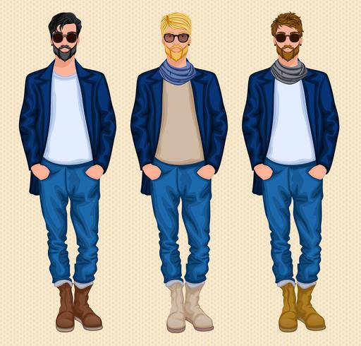 Hipster man set vector