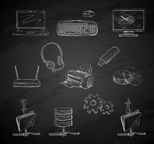 Business computer icons set vector