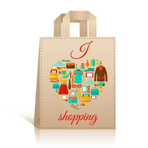 Love heart shopping bag symbol vector