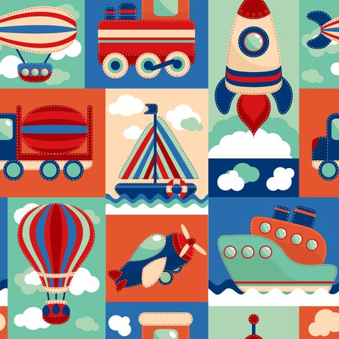 Transport toy seamless pattern vector