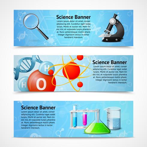 Banners de ciencia realistas vector