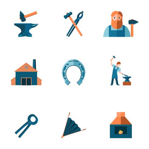 Blacksmith icon set vector