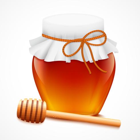 Honey jar with dipper emblem vector
