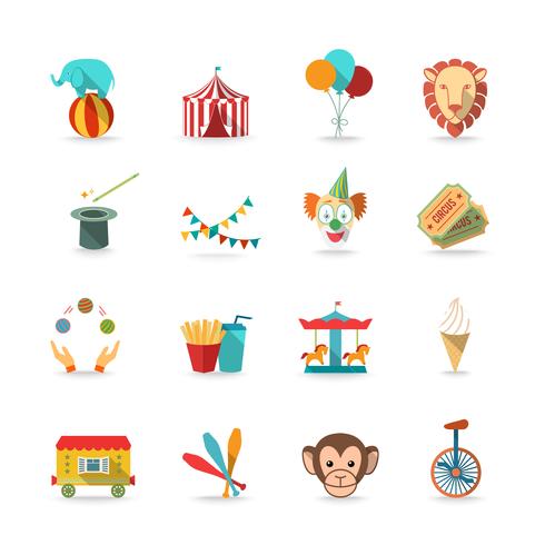 Circus icons set vector