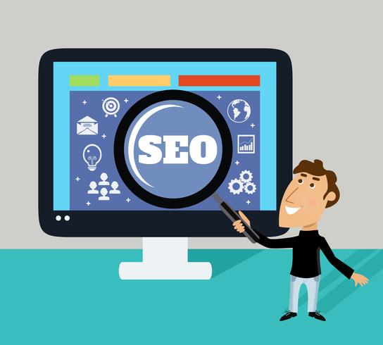 Concepto de lupa SEO vector