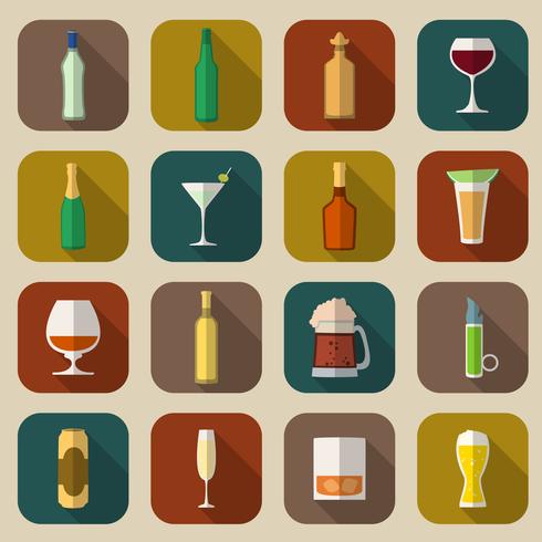 Alcohol Icons Flat vector