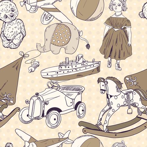 Toys sketch seamless pattern vector