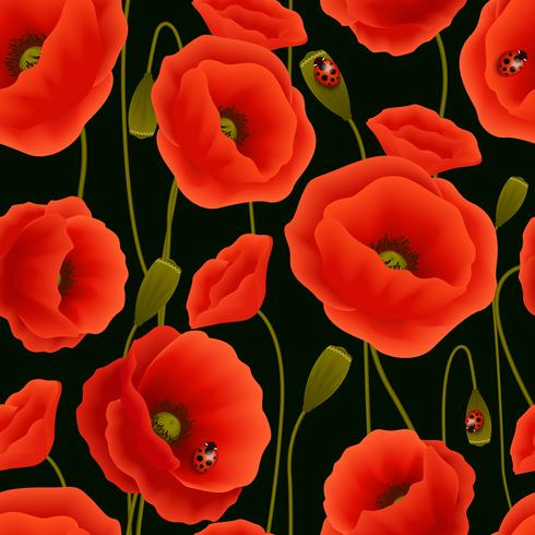 Poppy seamless pattern vector