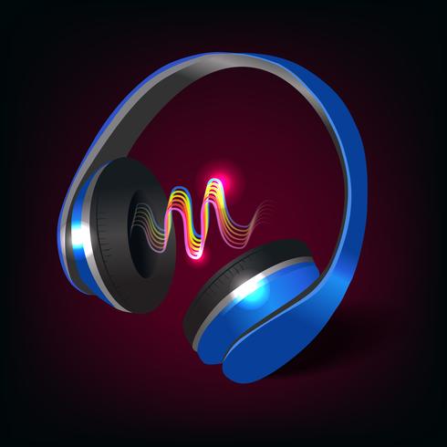 Headphones dark background vector