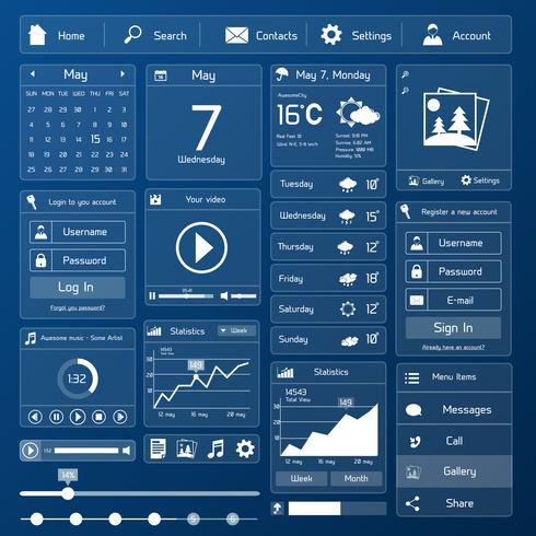 Flat user interface template vector