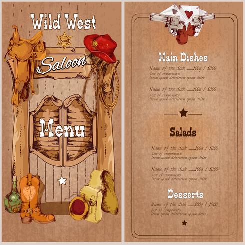 Menú de Wild West Saloon vector