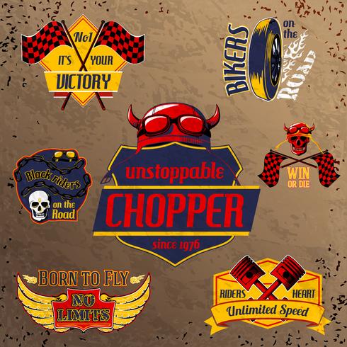 Motorcycle bike emblems set vector