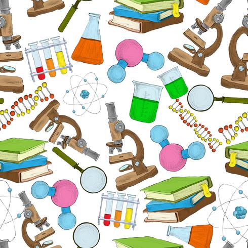 Ciencia bosquejo papel tapiz inconsútil vector