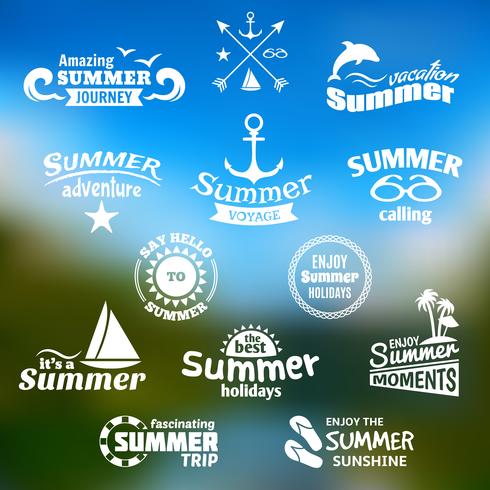 Summer element label set vector