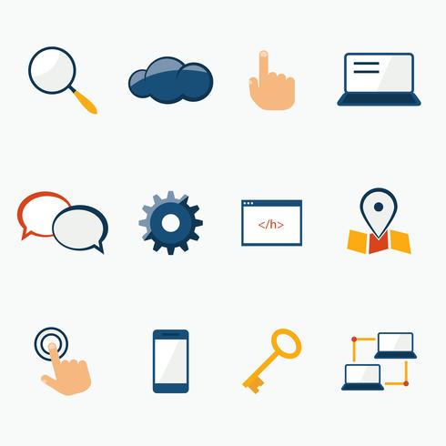 Internet marketing services icons set vector