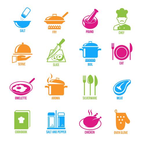 Conjunto de iconos de cocina vector