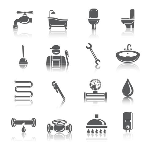 Plumbing Tools Pictograms Icons vector