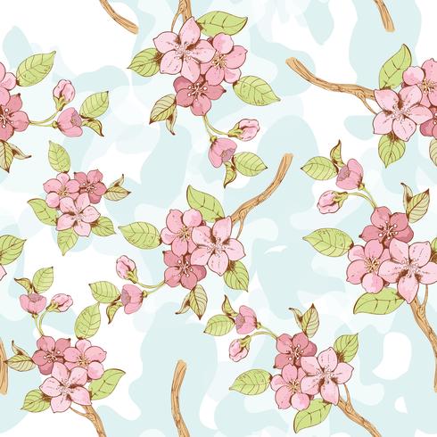 Sakura branch seamless pattern vector