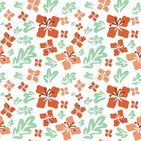 Tropical summer flowers seamless pattern vector