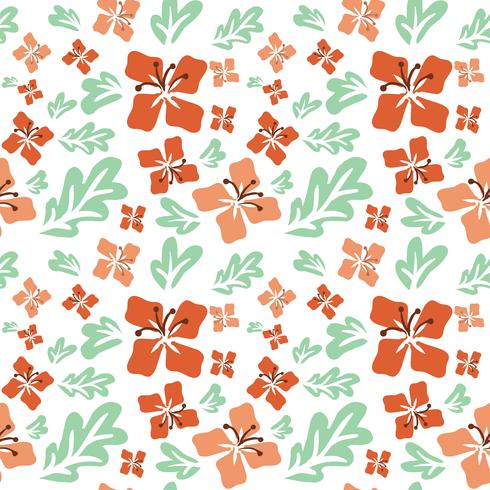 Tropical summer flowers seamless pattern vector