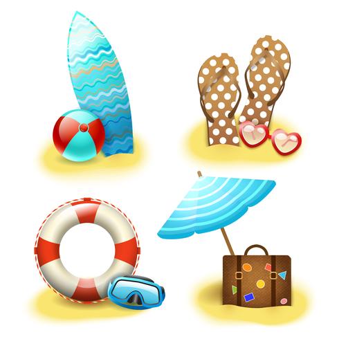 Summer holiday vacation accessories collection vector