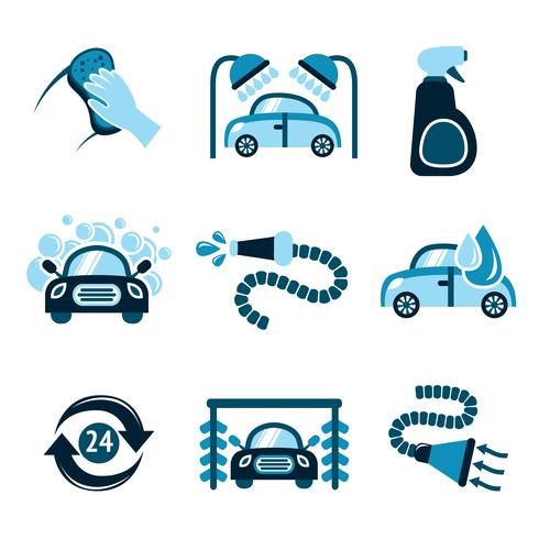 Iconos de lavado de coches vector